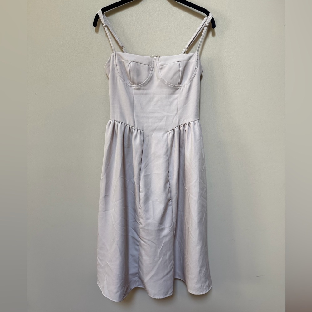 Cottage Core Adjustable Strap Dress Women’s Medium M Tan Beige